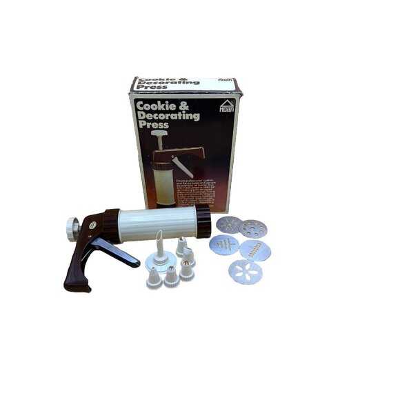 Vtg Cookie Press Decorating Gun Complete Set In Box Christmas 1979 Recipe Hoan - Picture 1 of 5